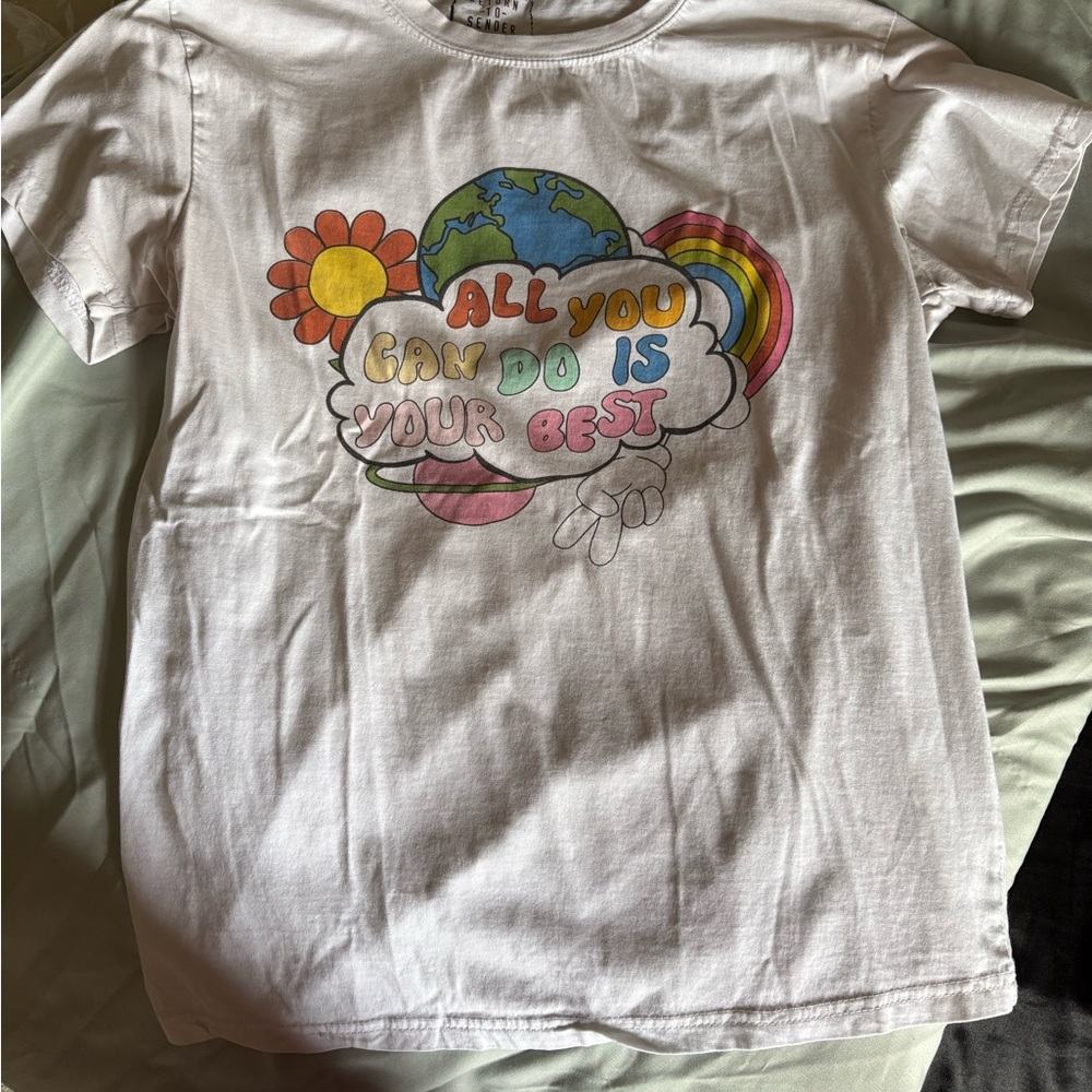 Optimistic Rainbow White Graphic T-Shirt